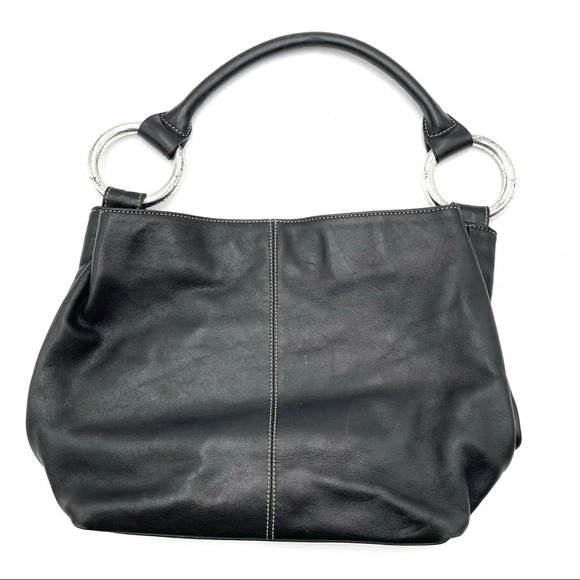Sequoia black leather silver ring large shoulder bag - Picture 11 of 15